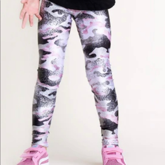 Camo Leggings Pink Grey Leggings TEREZ Metallic Pink Camo Leggings